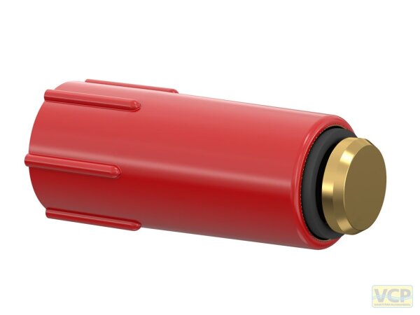 Baustopfen 1/2" rot mit Messinggewinde