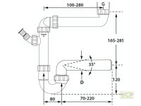 Raumspar-Kugelgelenk-Siphon 6/4" DN50 mit Anschluss