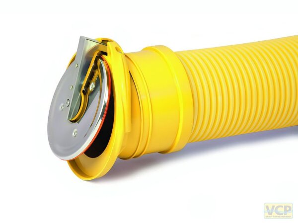 Rohrendklappe für Drainage-Rohre, DN110 gelb