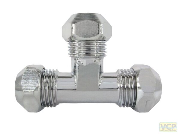 Kupplung T-Stück 3x 3/8"x10mm QV verchromt