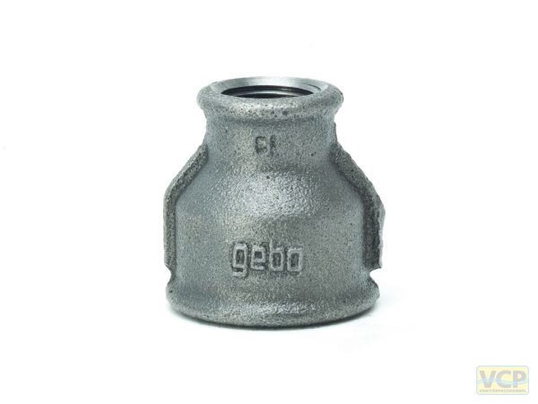 Muffe reduziert 1/2" x 3/8" TG schwarz