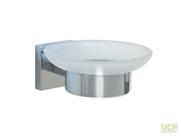 Seifenablage Metall Glas satiniert Serie Lahti eckig verchromt