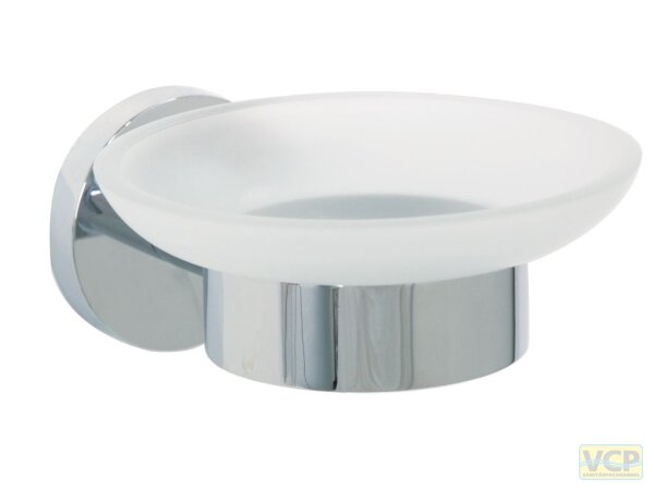 Seifenablage Metall Glas satiniert Serie Oslo rund verchromt