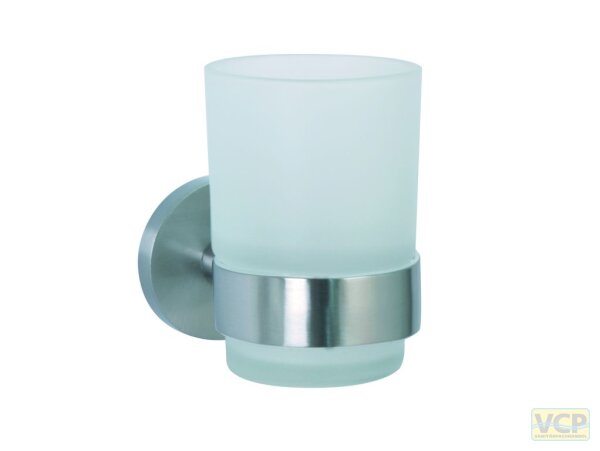 Glashalter Metall Glas satiniert Serie Oslo rund Edelstahloptik