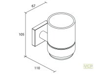 Glashalter Metall Glas satiniert Serie Lahti eckig verchromt