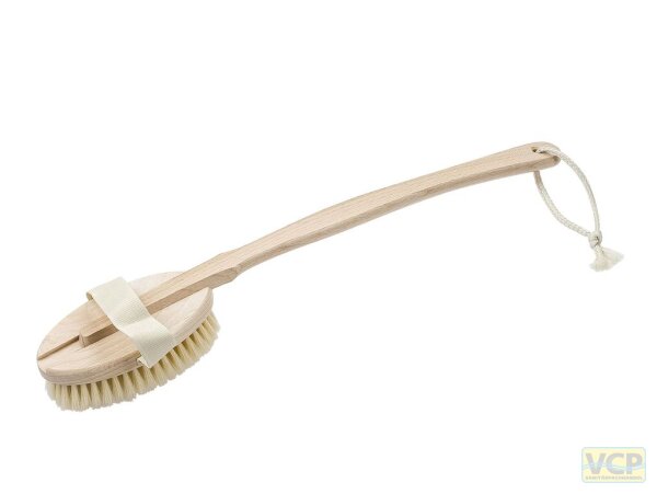 Badebürste 2-teilig, Holz, geschweifter Stiel