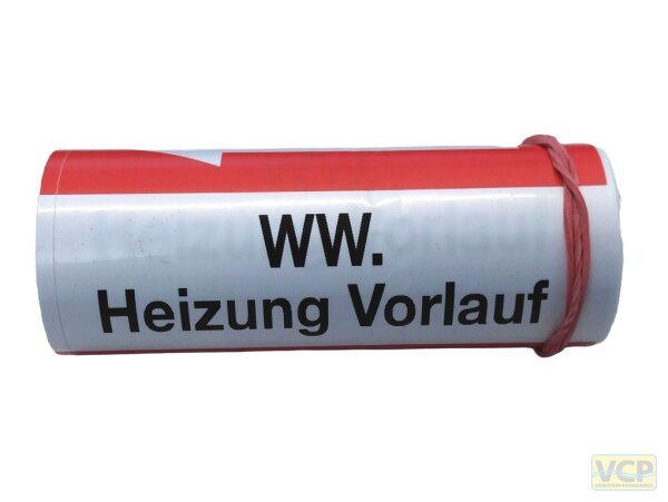 Klebebezeichnungsband WW-Heizung VL Farbe rot DIN2404 -40°C bis +70°C