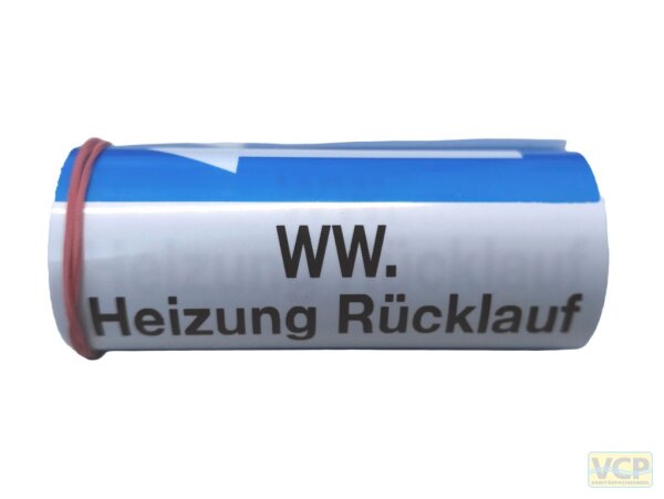 Klebebezeichnungsband WW-Heizung RL Farbe blau DIN2404 -40°C bis +70°C