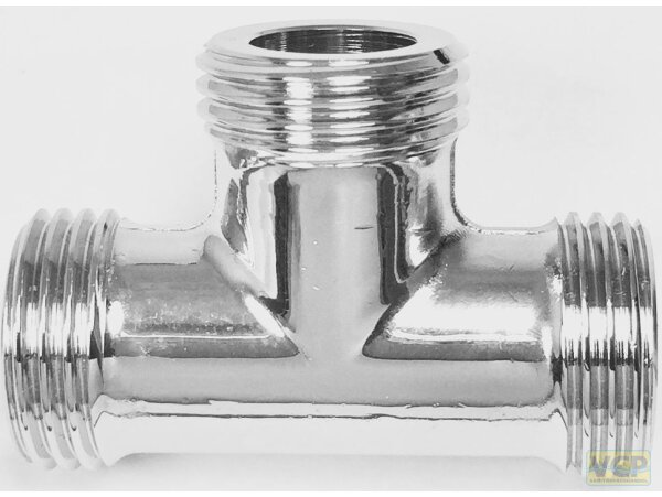 T-Stück Messing chrom 3x 1/2" AG