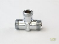 T-Stück Messing chrom 3x 3/8" AG