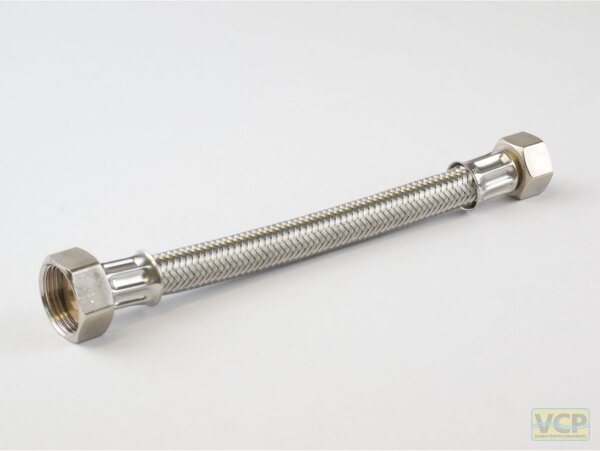 Flexibler Panzerschlauch 3/4"ÜM x 1/2"ÜM x 150mm Silikon DVGW Zulassung W 543/270