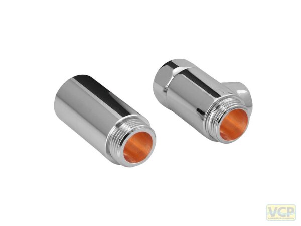 T-Stück MS vc, als Set mit Distanzstück IG 3/4" auf AG 3/4" auf IG 1/2"