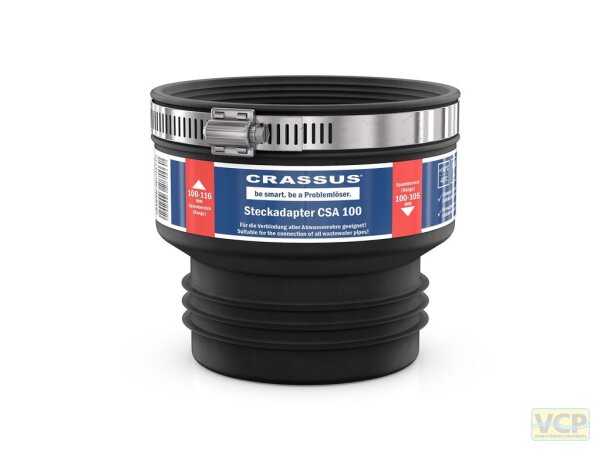 Steckadapter CSA 100 (100-116mm auf 100-105mm), bis 0,5 bar, TPE/V2A