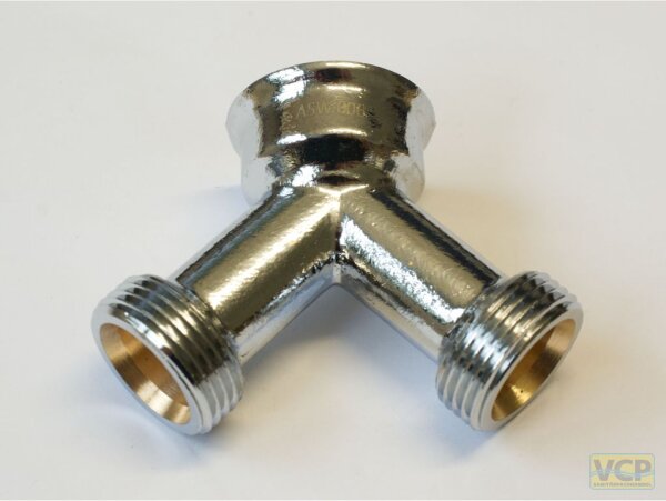 Y-Anschluss Messing chrom 3/4" lange Ausführung
