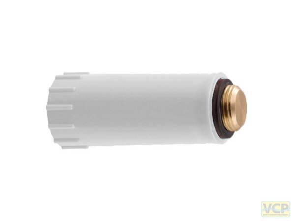Baustopfen weiss mit 1/2" Messing-Gewinde, besonders schmale Ausführung