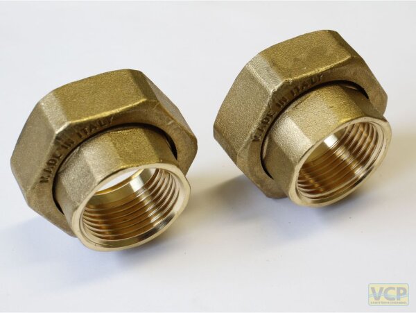 Pumpenverschraubung Messing blank 1"Ig x 6/4" ÜM per Paar