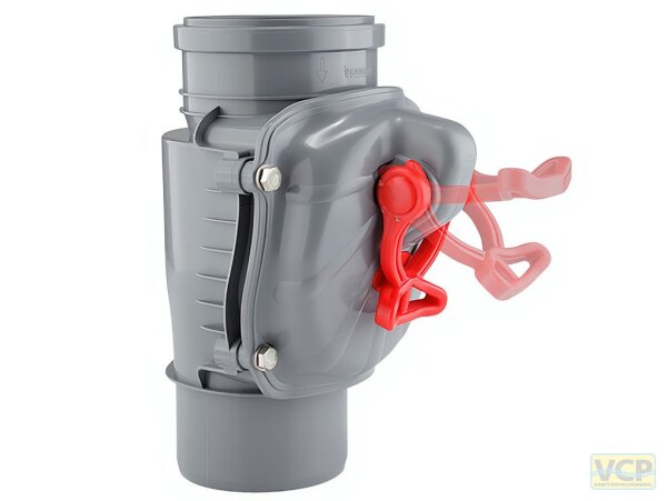 Rückstauklappe DN 110 grau für senkrechten Einbau EN 13564