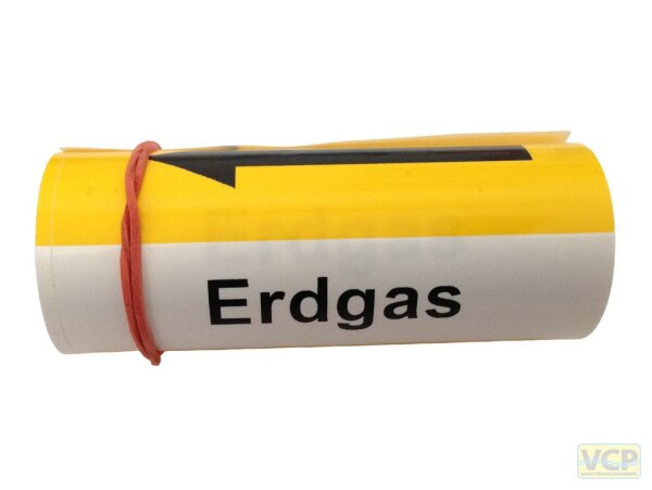 Klebebezeichnungsband Erdgas Farbe gelb DIN2404 -40°C bis +70°C