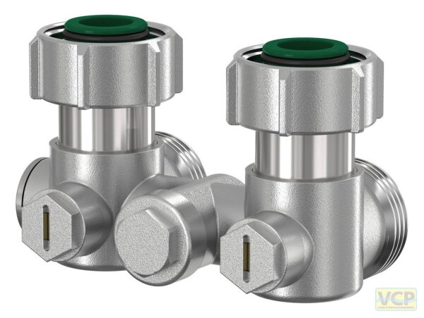 1-Rohr Hahnblock Exclusiv mit Eurokonus 3/4" 50mm Rohrabstand Typ E2/50