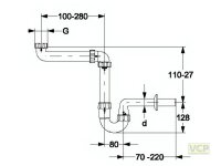 Röhren-Sifon 5/4" x DN32 für Unterschrank raumsparende Ausführung