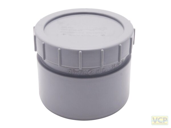 Endstopfen DN110 mit Schraubverschlusskappe grau