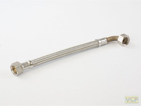 Flexibler Panzerschlauch 3/8"ÜMB x 3/8"ÜM x 300mm Silikon DVGW Zulassung W 543/270