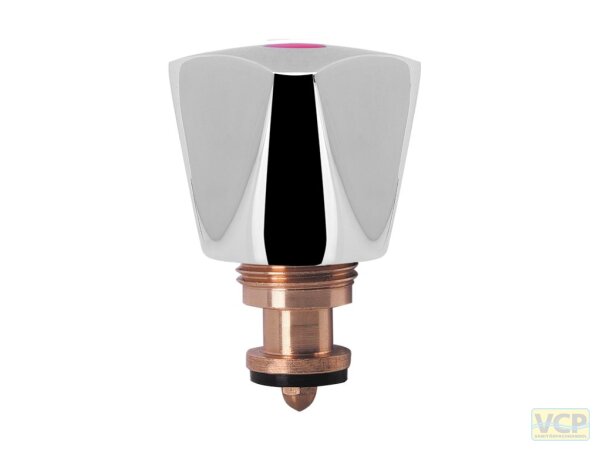 Sanitär-Oberteil, Messing chrom Dreikannthaubengriff 3/8" blau