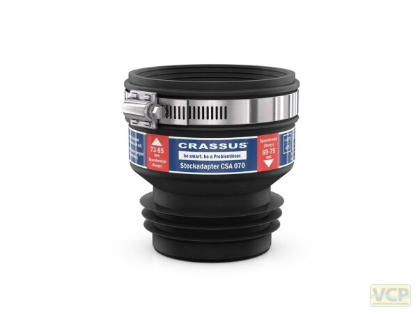 Steckadapter CSA 070 (73-85mm auf 69-75mm), bis 0,5 bar, TPE / V2A