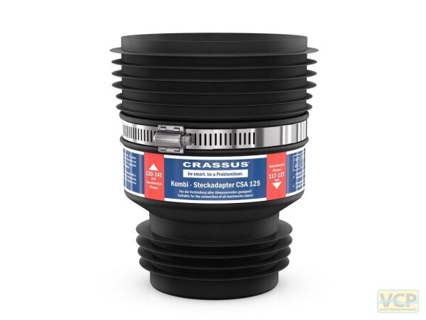 Steckadapter CSA 125 (120-141mm auf 117-127mm), bis 0,5 bar, TPE / V2A