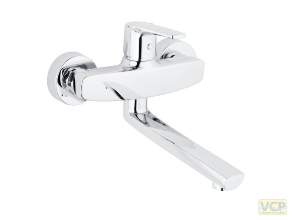 Spültisch-Wand-Hebelmischer alpha_300 chrom mit Gussauslauf Ausladung 180 mm