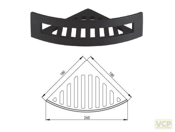 Schwamm- / Seifenkorb Eck matt schwarz geschlossen 260x180 mm