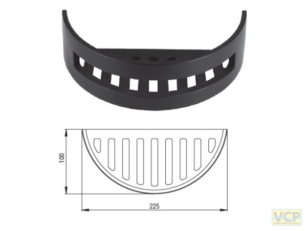Schwamm- / Seifenkorb halbrund matt schwarz 225x100 mm, halbrund